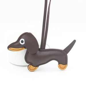 Mignon Porte-clés Chien Teckel en Cuir PU pour Femme Pendentif Sac Anneau de Clé de Voiture Accessoires Animaux