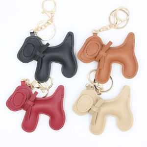 Porte-clés Chiot Dessin Animé Mignon en Cuir PU Pendentif Forme d'Animal Chien Golden Retriever Teckel pour Sac Voiture Bijoux Femme