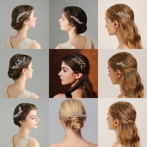 Peigne à Cheveux de Mariage de Luxe en Alliage avec Strass et Cristal Artificiel Forme Feuille et Papillon Bijoux Femme