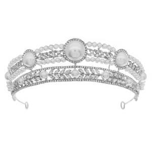 Detailed macro view of the alloy base featuring sparkling rhinestones and white pearls
