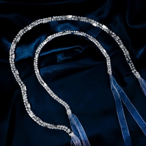 Elegant Bridal Rhinestone Belt Headband Ribbon Accessory For Wedding Gown Dress Party Women Alloy Crystal Waist Chain