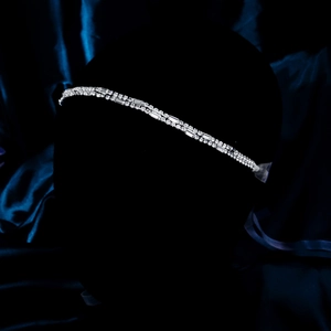 Elegant bridal rhinestone headband and waist belt set for weddings with silver crystal accents