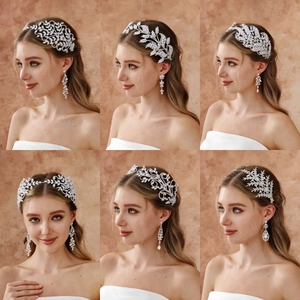Luxus Braut Haarreif Diadem Für Damen Silber Legierung Zirkonia Strass Blatt Zweig Krone Hochzeit Party Haarschmuck