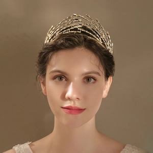 Luxury Alloy Rhinestone Tiara For Women Gold Crystal Crown Bridal Wedding Birthday Party Banquet Elegant Princess Headpiece