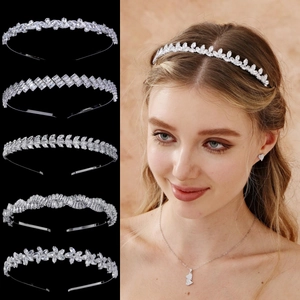 Luxury Zircon Crown Headband Women Silver Alloy Rhinestone Hair Accessories Wedding Party Dinner Hairband Jewelry