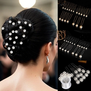 Bâtons de Cheveux en Forme de U Élégants avec Künstliche Perles et Strass pour Femmes Mariée Mariage Fête Épingles à Cheveux Fleur en Alliage Accessoires de Cheveux