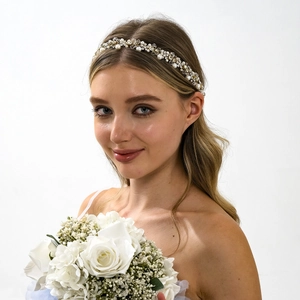 Handmade Artificial Pearl Rhinestone Bridal Hair Vine Crystal Beaded Wedding Hair Band For Women Elegant Banquet Headpiece Accessory