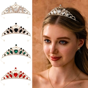 Elegant Heart Rhinestone Crown Tiara Alloy Crystal Princess Headband For Wedding Birthday Party Women Girls Hair Accessories