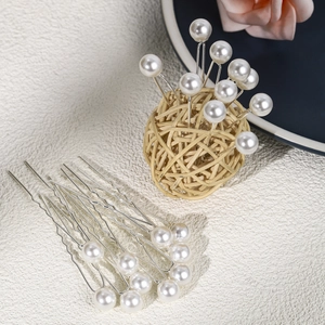 Épingles à cheveux élégantes en U avec perles blanches pour coiffures de mariée et accessoires