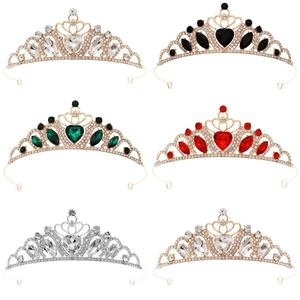 Elegant crystal crown headbands set with heart rhinestones for parties and weddings