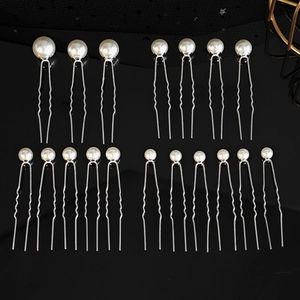 Ensemble d'épingles à cheveux élégantes en argent avec perles blanches de tailles assorties