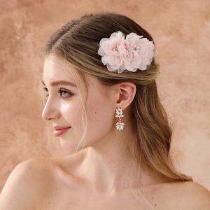 Peigne à Cheveux de Mariée Fleur en Gaze Rose Avec Fausse Künstliche Perle Style Mori Fait à la Main pour Mariage Fête Femme