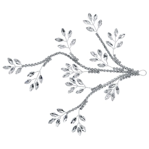Bandeau de mariée argenté avec strass brillants et feuilles de cristal pour mariage
