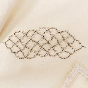 Bandeau ethnique en maille avec strass et perles pour coiffure de mariée et de vacances