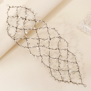 Bandeau résille noir de style ethnique avec strass pour décoration de cheveux de mariage