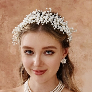 Vigne de Cheveux de Mariée Faite à la Main de Luxe Künstliche Perle Fil d'Argent Bandeau de Mariage Bohème pour Mariées Demoiselles