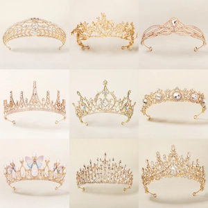 Luxury Gold Rhinestone Bridal Crown Baroque Vintage Tiara For Women Wedding Birthday Party Princess Hair Accessories
