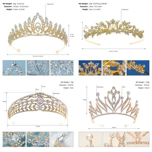 Detailed size chart for baroque crowns showing precise height weight and diameter measurements