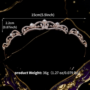 Spécifications de taille pour la couronne en or rose avec une largeur de 15 cm et une hauteur de 2,2 cm