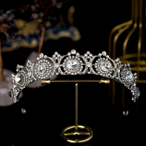 Luxurious Alloy Rhinestone Sunflower Bridal Crown Tiara For Women Vintage Wedding Party Hair Accessories Headpiece Gold Silver Rose Gold