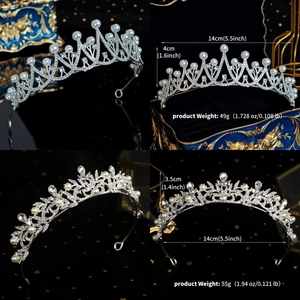 Dettaglio di corone con perle e strass con dimensioni di 14 cm di larghezza e 4 cm di altezza