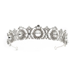 Luxurious vintage silver bridal tiara with sparkling crystal rhinestones for weddings