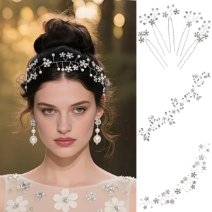 Handmade Rhinestone Flower Bridal Hairpins Alloy Artificial Pearl Hair Band Elegant Wedding Party Hair Accessories For Women Headwear