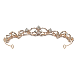 Couronne de mariée élégante en or rose avec cristaux pour mariage et fête