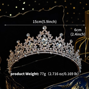 Visualizzazione dettagliata della corona in strass oro rosa con dimensioni e peso