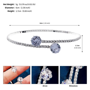 Detail showing silver bangle dimensions of 6cm diameter with purple zircon stones