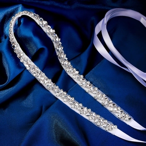 Hand Sewn Rhinestone Bridal Sash Elegant Crystal Belt For Wedding Dress Bridesmaid Gown Party Satin Ribbon Waist Accessory