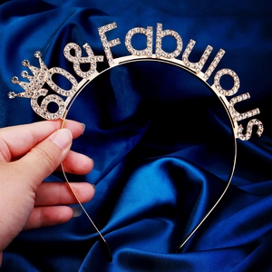 Milestone Birthday Crown Headband Rhinestone Alloy Tiara For Women Fabulous Party Supplies Decorative Hair Accessories