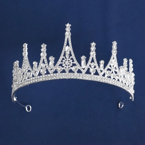 Luxury Alloy Rhinestone Tiara Crown Bridal Wedding Hair Accessories Vintage Court Banquet Party Headpiece For Women Girls