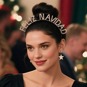 Rhinestone Letter Headband Alloy Spanish Feliz Navidad Me Recibi Graduation Christmas Party Hair Accessories For Women