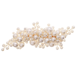 Barrette à perles élégante avec fil doré tissé main pour coiffure de mariée de luxe