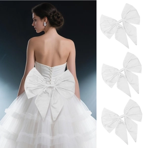 Oversized White Satin Bow For Wedding Dress Decoration Elegant Back Waist Accessory Large Ribbon Performance Gown Ornament Women Kids