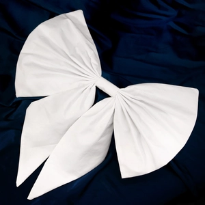 Handmade oversized white fabric bow accessory for children princess dresses and wedding gowns