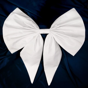 Handmade white fabric bow decoration for kids princess dress with long ribbon tails