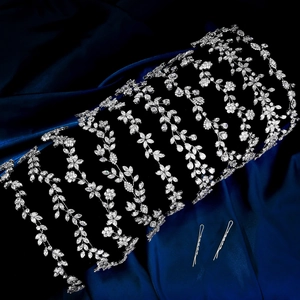 Eleganter Braut-Haarschmuck mit Zirkonia-Blättern für Hochzeiten und Galas