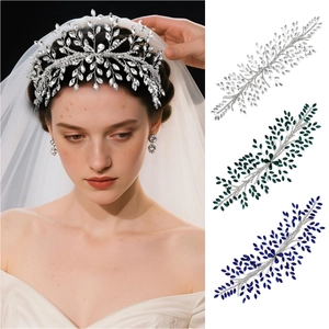 Handmade Luxury Rhinestone Hair Vine For Wedding Bridal Leaf Headband Party Prom Hair Accessories For Women Jewelry