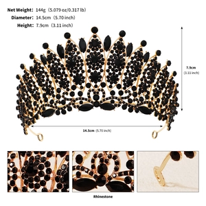 Macro view of vintage golden crown frame with black rhinestones and detailed metalwork