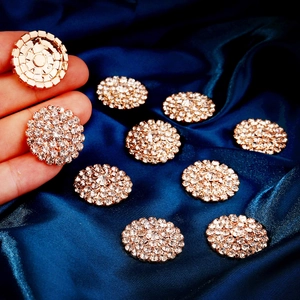 Luxury sparkling rhinestone flower buckle with gold alloy base for DIY party costume decor
