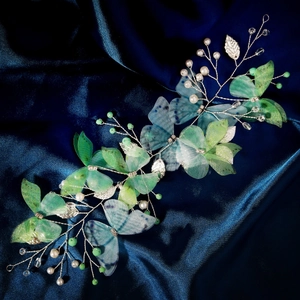Exquisite bridal butterfly headband with mesh wings and pearls for wedding hair styling