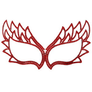 Sparkling masquerade mask with red rhinestones on silver metal for festive parties