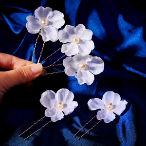 Sweet Cloth Flower U-Shaped Hair Sticks With Imitation Artificial Pearl Elegant Bridal Wedding Hair Pins For Women Hair Styling Tool