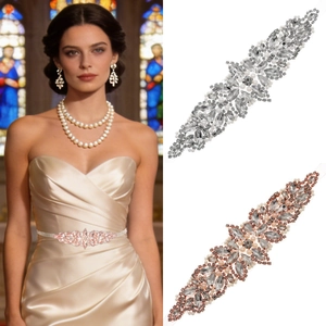 Handmade Rhinestone Artificial Pearl Bridal Sash Belt For Wedding Dress Elegant Crystal Flower Leaf Beaded Waist Belt Women Party Accessory