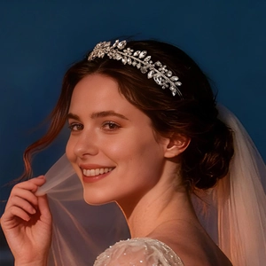Silver bridal headband with marquise rhinestones and crystals for weddings and parties