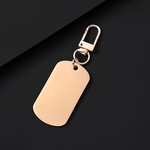 Minimalist rose gold stainless steel rectangle keychain with lobster clasp DIY blank tag