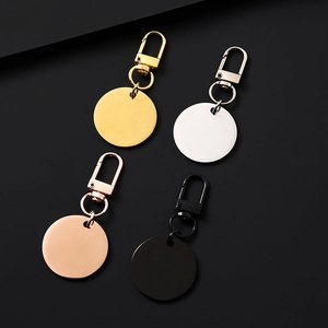 Stainless Steel Round Blank Keychain DIY Metal Tag For Engraving With Lobster Clasp Hook Accessories For Men Women