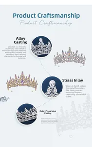 Detail of silver alloy tiara with hand-set purple and AB crystals in anti-oxidation plating